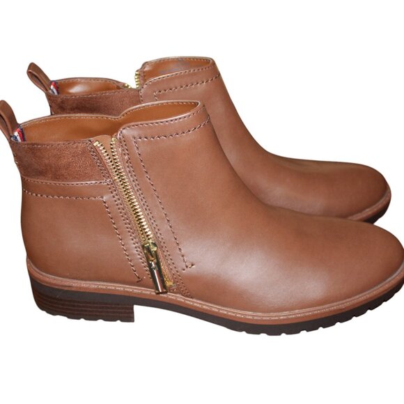 Tommy Hilfiger Shoes - BOOT SALE Tommy Hilfiger Fawn 2 Leather Almond Toe Ankle Cognac size 9 1/2 M New